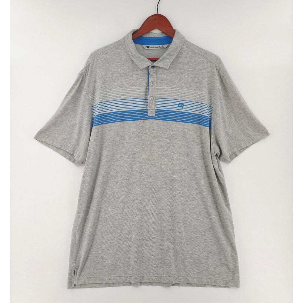 Travis Mathew Polo Shirt Mens XXL Gray Striped Golf Tennis‎ Modal-Blend